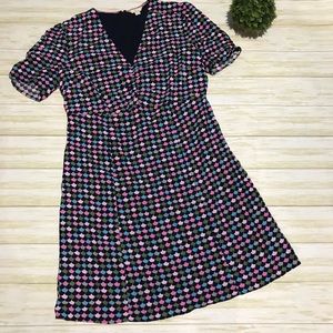 Boden Colorful Pink Scallop Print Long Modest Short Sleeve Dress Women’s 12